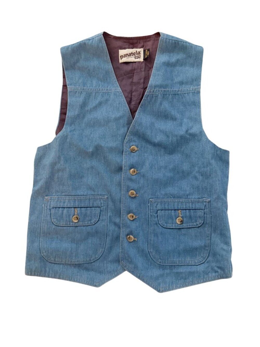 Vintage 70s Levi’s Panatela Denim Vest Blue Lined Western Waistcoat